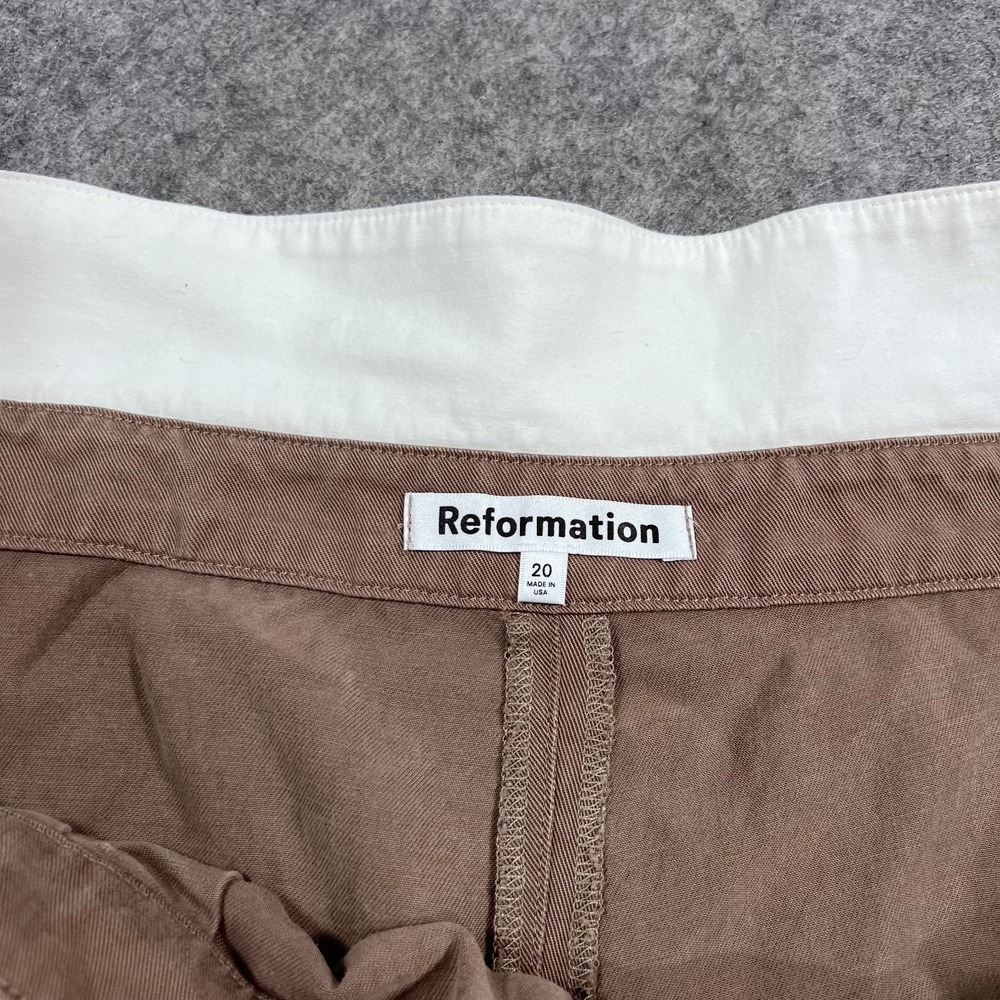 Reformation Mushroom‎ Brown Stevie Wide Leg Trouser Pants Women's Size 20 - Picture 2 of 7
